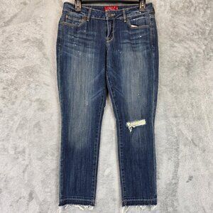 Lucky Brand Leyla Capri Jeans Womens 6 Distressed Raw Hem Ripped Denim Pants